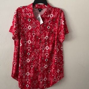 Torrid Red Heart Paisley Shirt Size 0